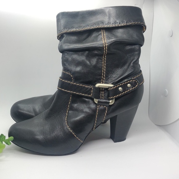 Fossil Black Leather Booties -Size 10 - Picture 1 of 9